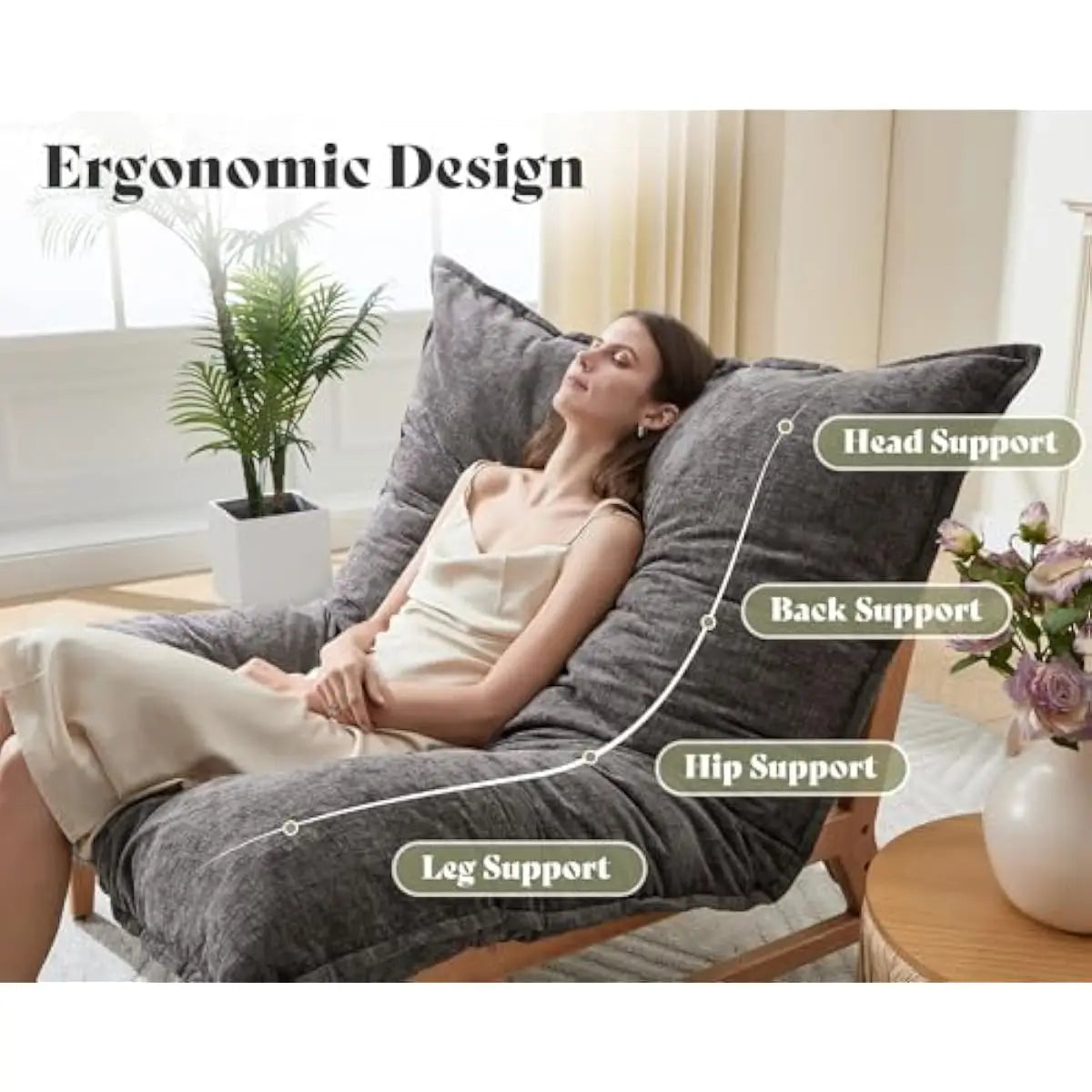 Ergonomic Convertible Lounge Chair for Living Room and Bedroom Comfort