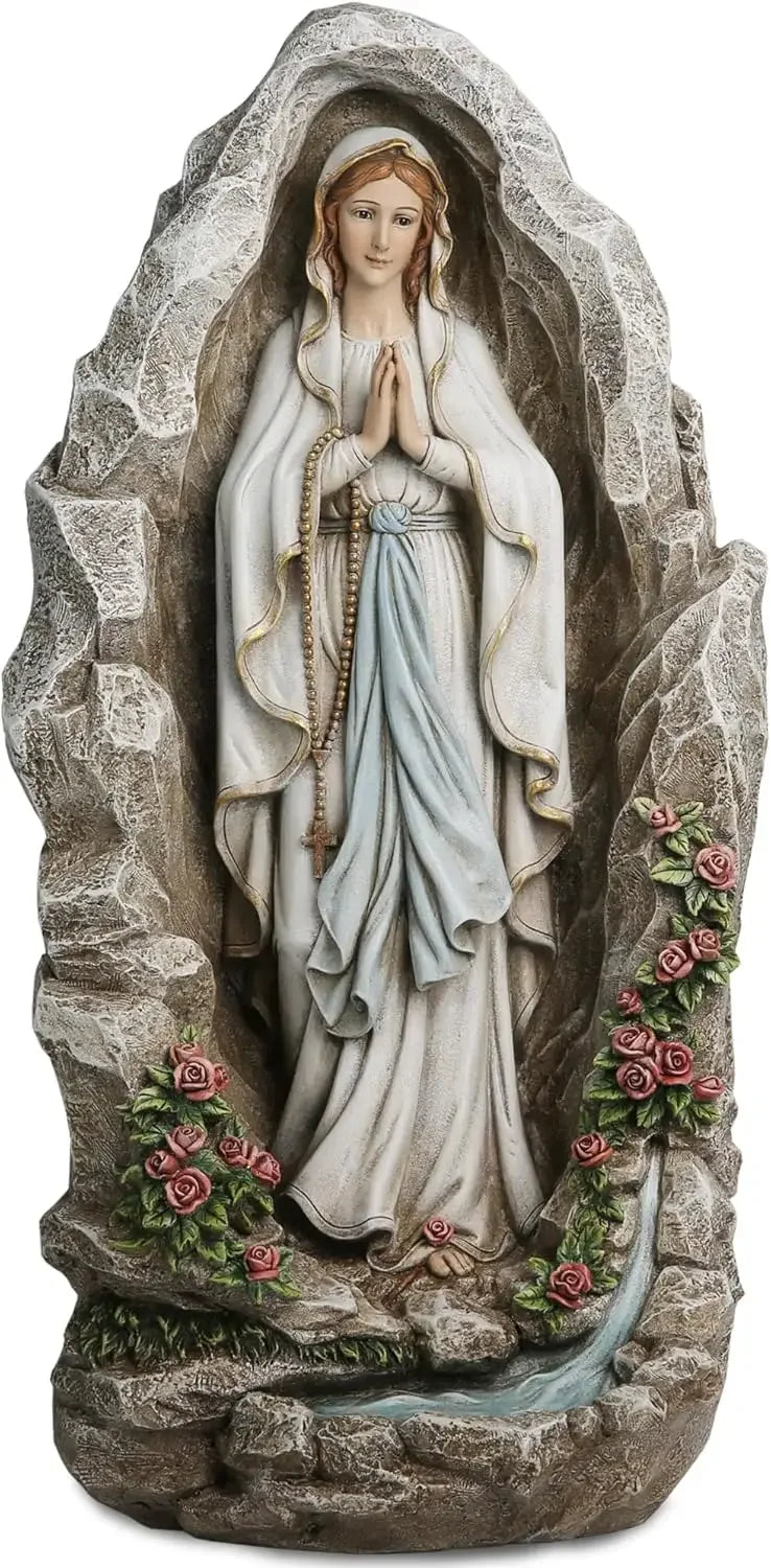 Virgin Mary Statue Catholic Decor Our Lady Of Lourdes Grotto Sculpture Home Yard Patio Lawn Hallway