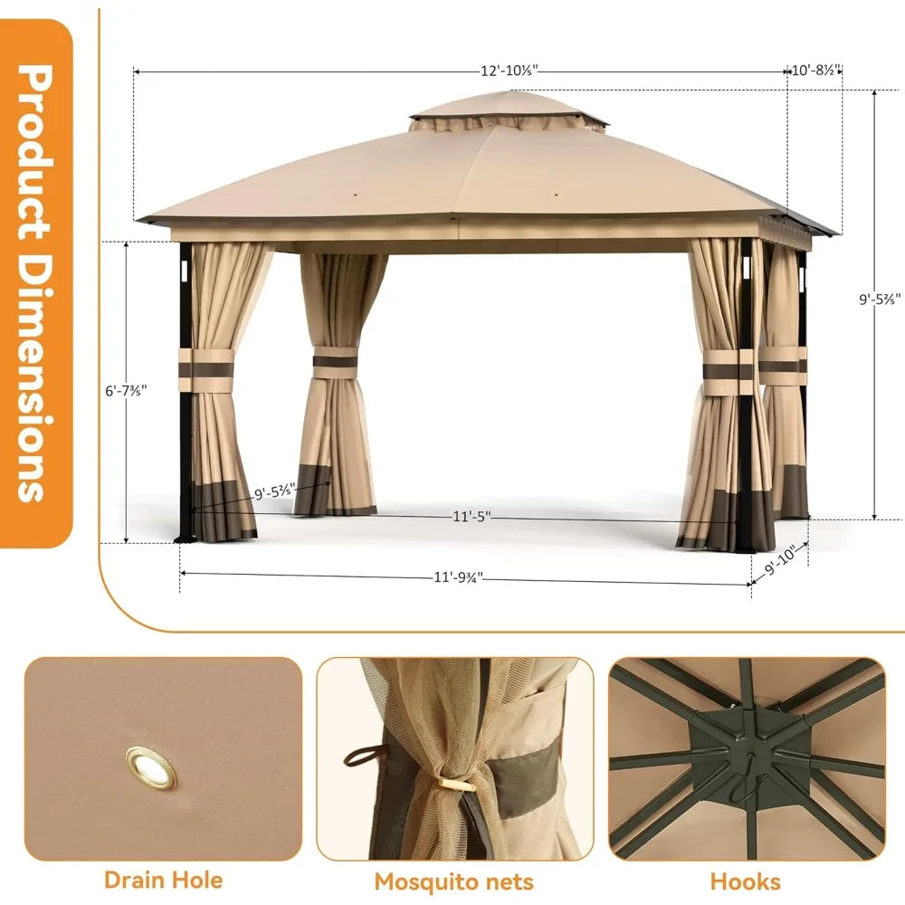 Elevated Outdoor Gazebo With LED Lighting And Bluetooth Audio