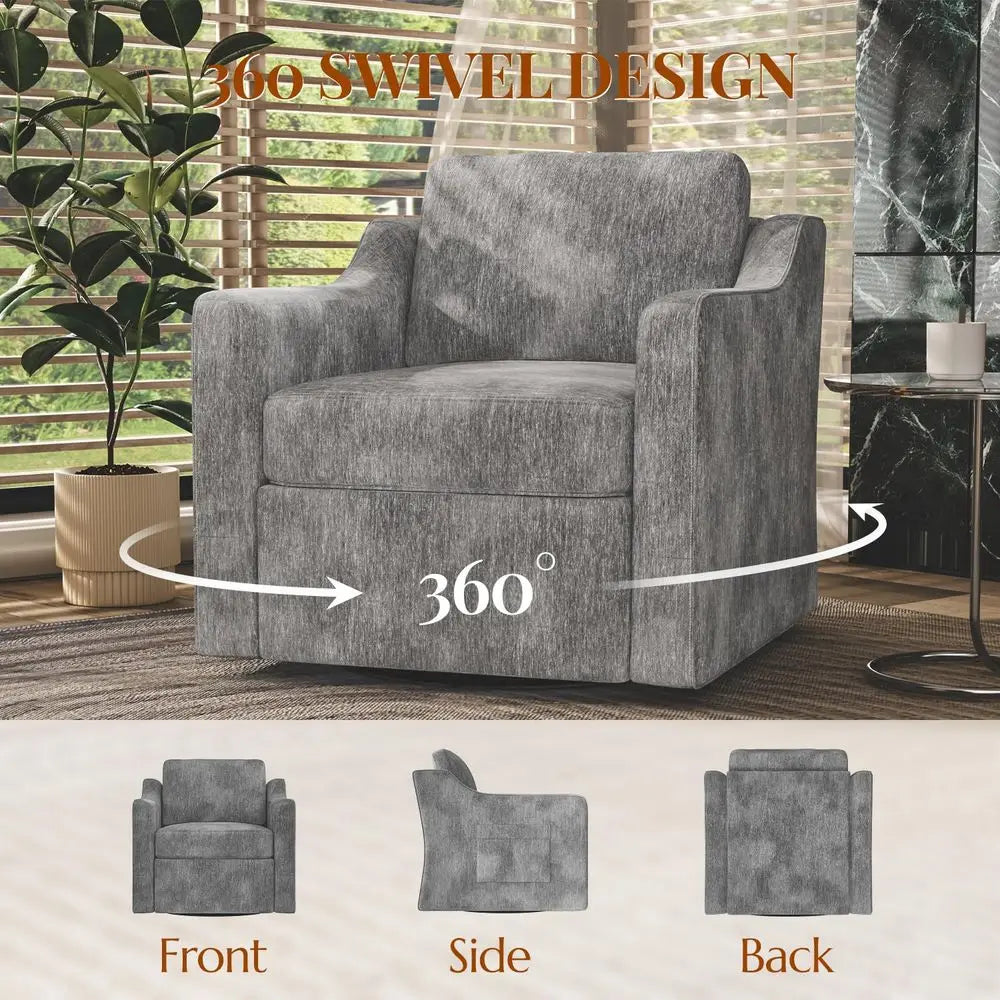 Swivel Accent Chair Set of 4, Large Comfy Reading Chairs, Accent Square Singleseat Armchair Upholstered Sofa for Reading, Nurse