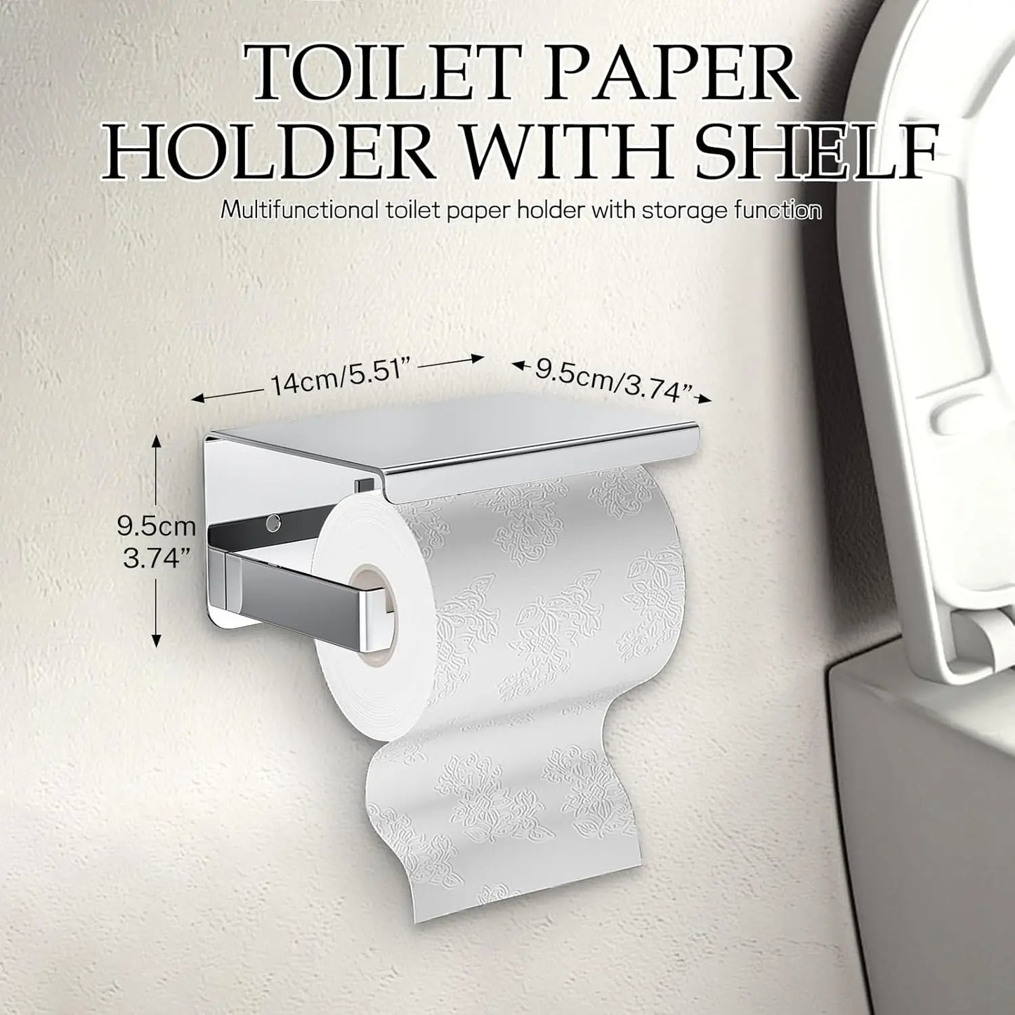 5-Piece Chrome Bathroom Hardware Set with Towel Bar, Ring, Paper Holder & Hooks - Stainless Steel & Rust-Resistant