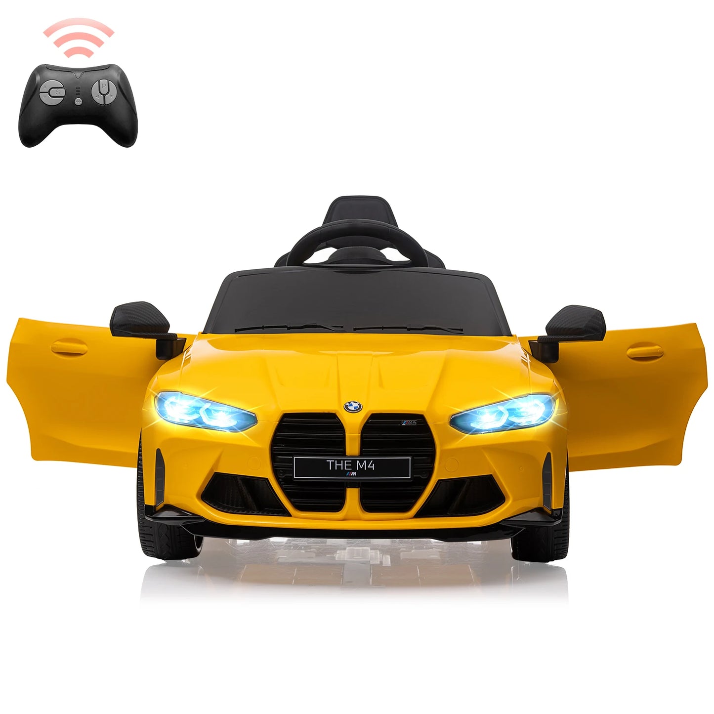 12V Electric Ride On Car w/RC,Licensed by BMW M4 Toddler Toy Vehicle for Kid with Suspension System,3 Speeds,Bluetooth,LED Light