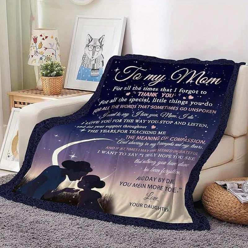 Flannel Blanket for Mom from Daughter - Heartfelt Inspirational Message - Soft Cozy All-Season Throw for Mother’s Day, Birthday