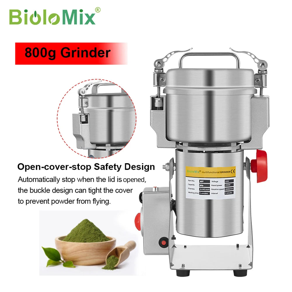 BioloMix Electric Grain And Spice Grinder For Herbs And Coffee