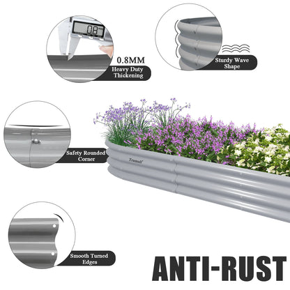 Galvanized Raised Garden Bed Planter Box for Vegetables and Flowers