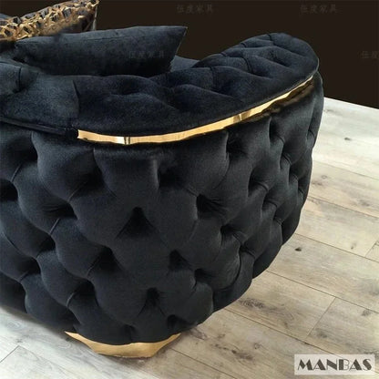 Linlamlim Classic Chesterfield Sectional Sofa with Cloth Buttons and Fabric Modular Couch for Living Room Seating Home Furniture