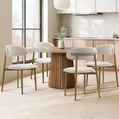 Dining Chairs Set of 4, Metal Kitchen Chairs with Modern Fabric Upholstered for Dining Room, Beige, Customized