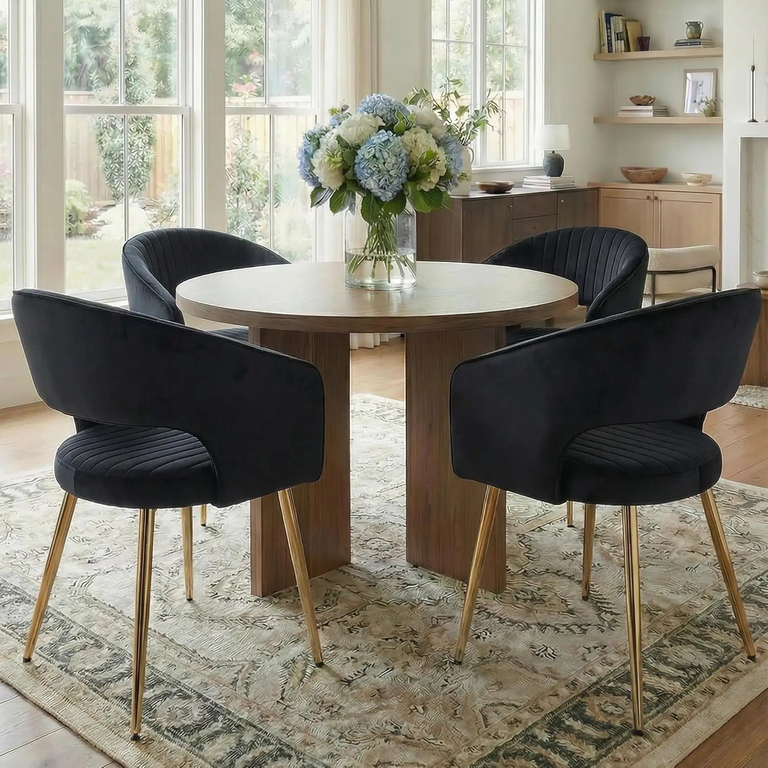 Faux Leather Dining Chairs Gold Legs, Modern Cream PU Leather Dining Room Chairs with Arms Set of 4 Upholstered, Customized