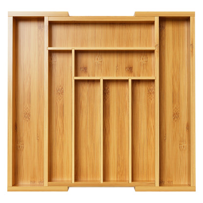Adjustable Bamboo Silverware Drawer Organizer Wood Storage Cutlery Holder for Forks Spoons And Knives Kitchen Bedroom Living Room