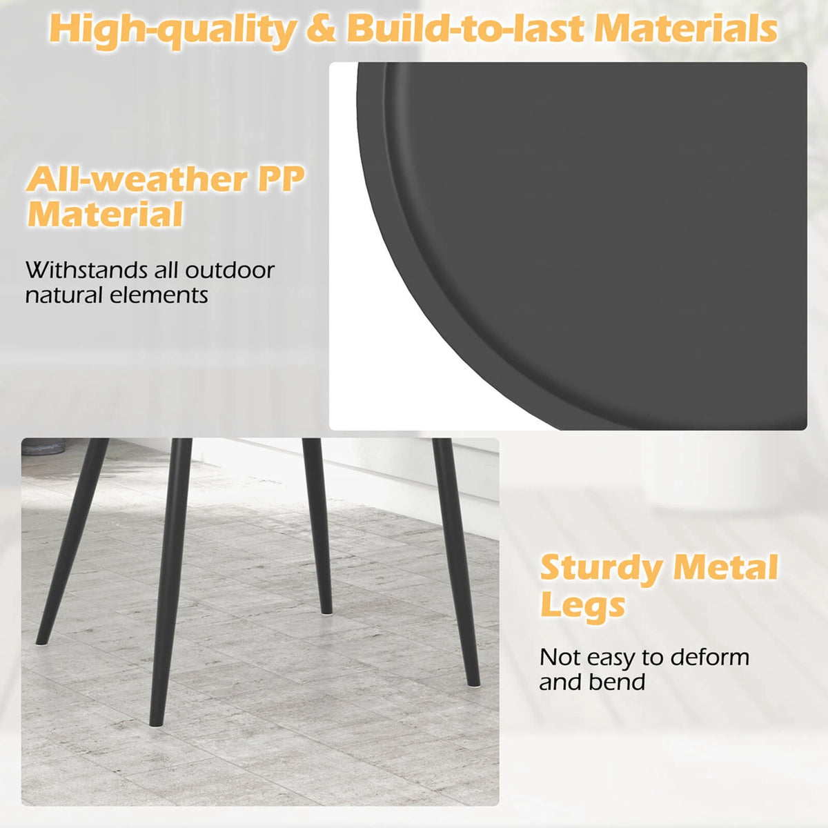 3 Piece Patio Bistro Set All Weather Heavy Duty Table and Chairs Set of 2 Black