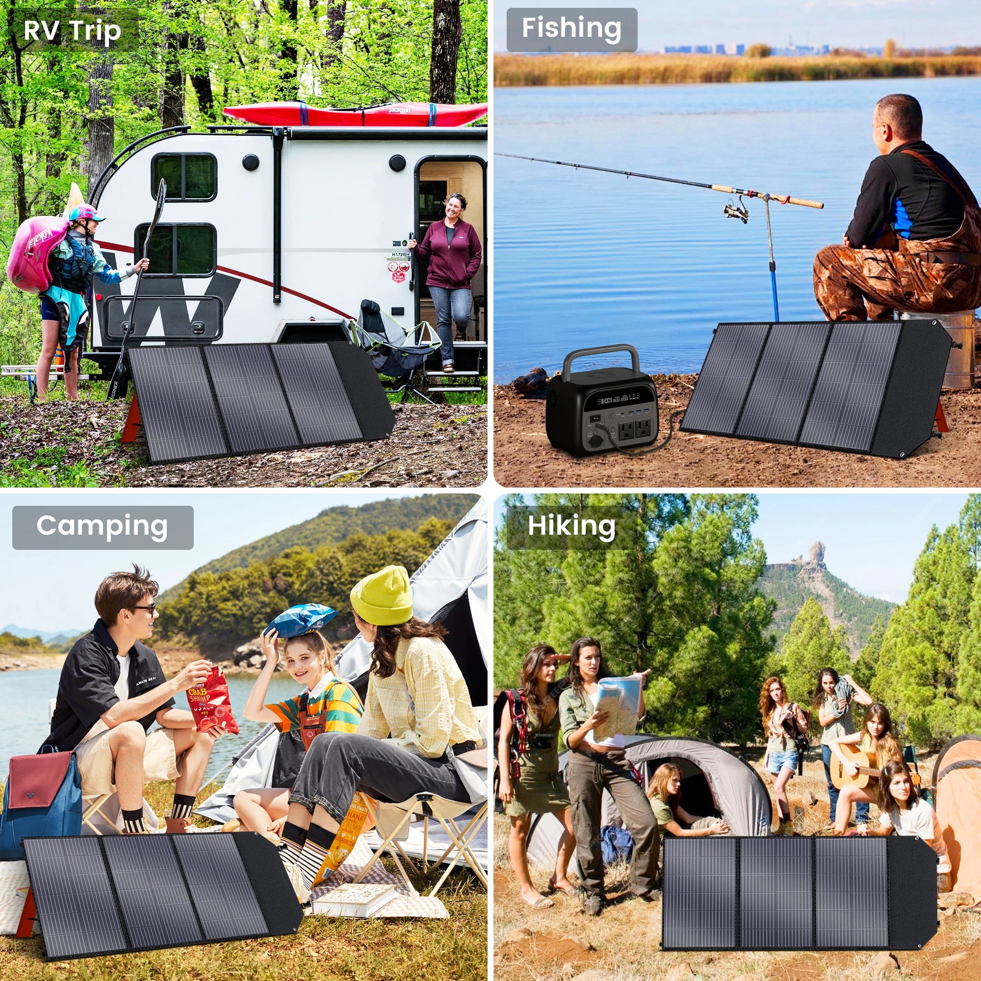CTOLITY SP100 100W Foldable Solar Panel Charger Power Stations IP65 Waterproof Portable for Camping RV Emergency Hiking Travel