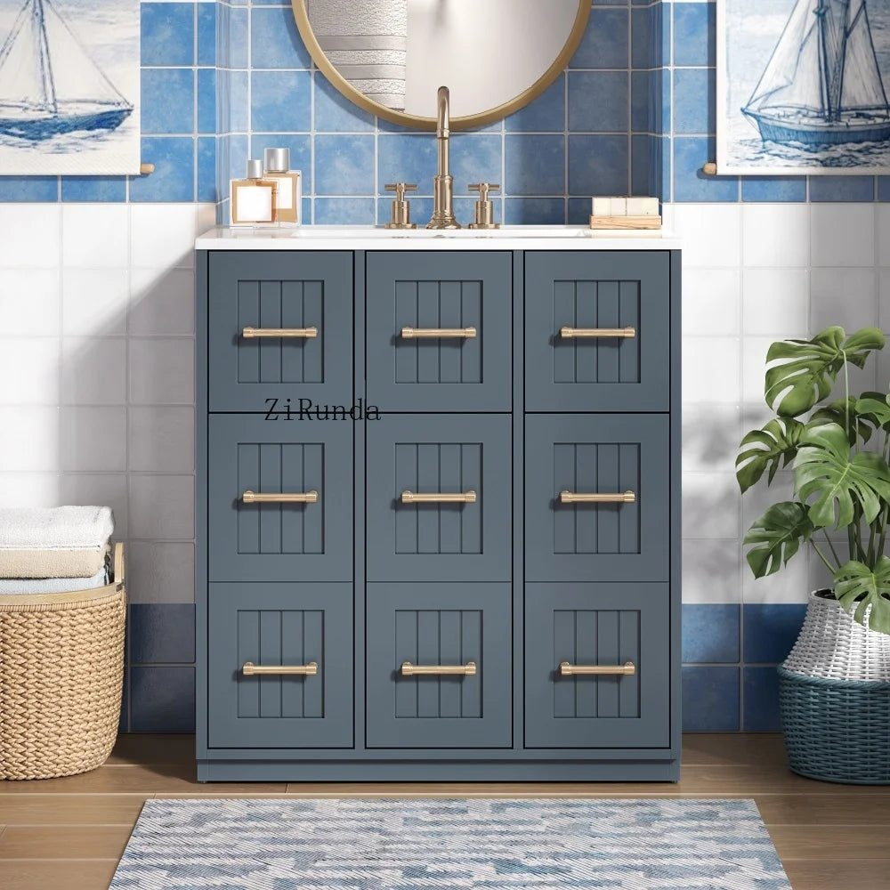 30inch Bathroom Vanity with Undermount Sink and Drawers, Painted Surface, Soft-Close Doors, Bathroom Cabinet with Tip-Out Drawer