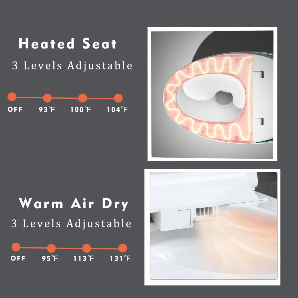 Unique Smart Toilet with Bidet Built In, Intelligent One Piece Toilet For Modern Bathroom, Auto Open/Close Seat, Foot Sensor