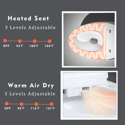 Unique Smart Toilet with Bidet Built In, Intelligent One Piece Toilet For Modern Bathroom, Auto Open/Close Seat, Foot Sensor