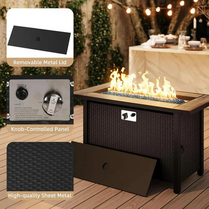 45 Inch Propane Fire Pit Table, 50,000 BTU Outdoor Gas Fire Pit for Patio &amp; Backyard, 2-in-1 Firepit Dining Table, Customized