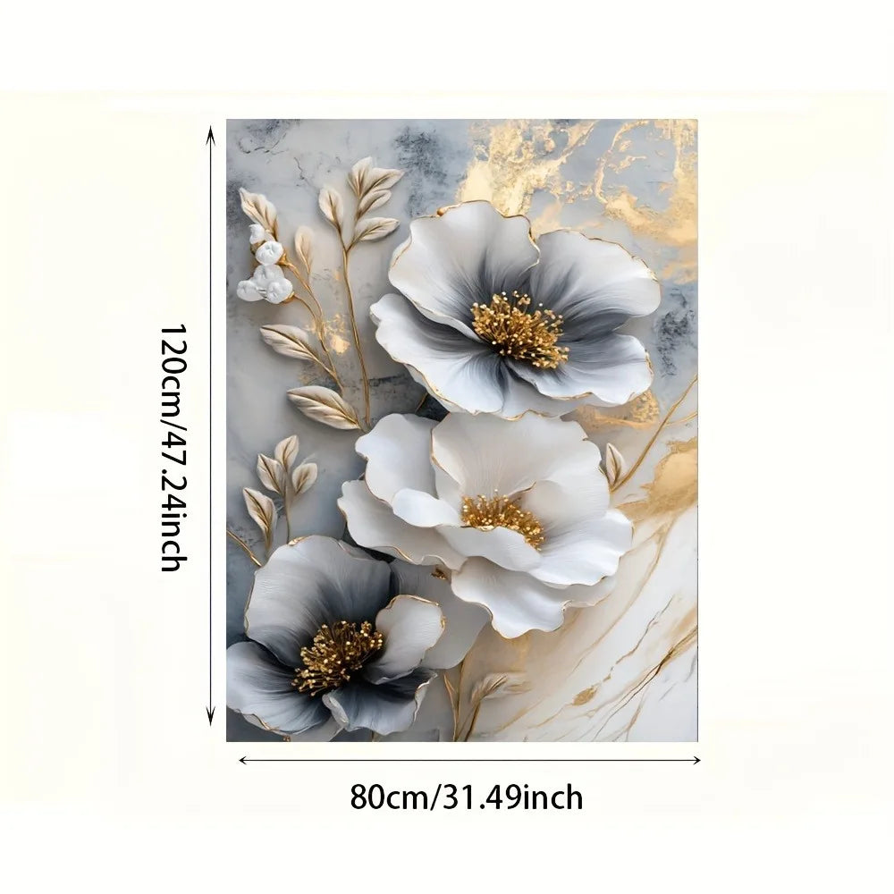 1 modern luxury floral canvas mural, framed 3D floral painting, suitable for bedroom and living room decoration