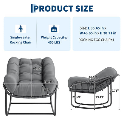 HiMISS Indoor Outdoor Wicker Egg Rocking Chair Set With Cushions