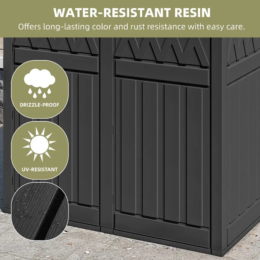 Uforic Double Compartment Weatherproof Resin Trash Can With Lid