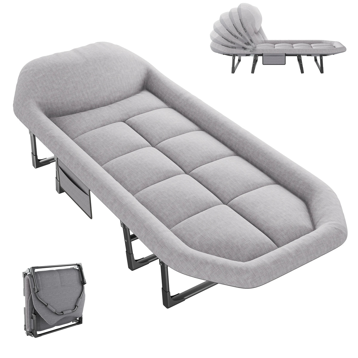 JHK Folding Camping Cot With Mattress Adjustable Outdoor Sleeping Bed