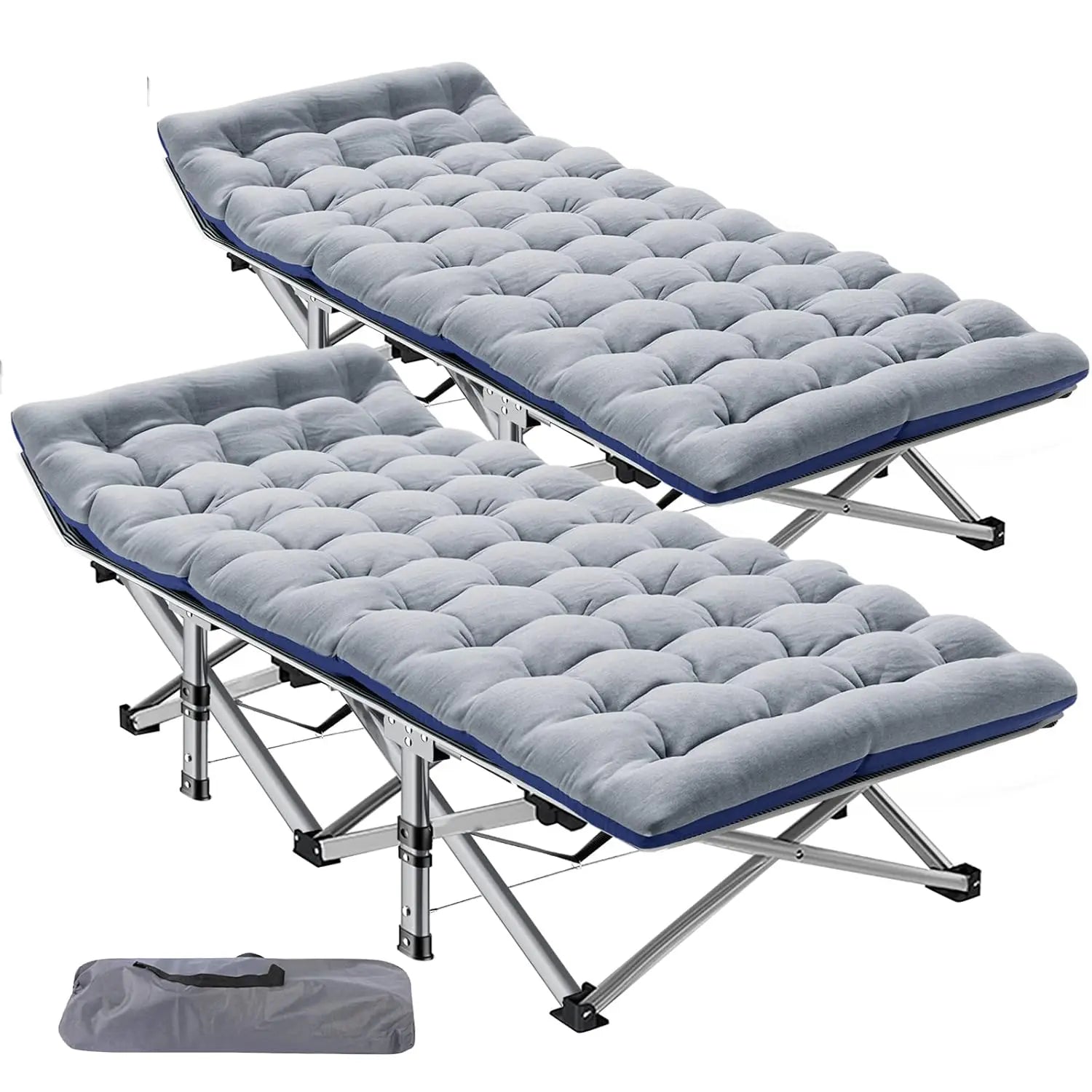 2PK XXL Camping Cot for Adults 900LBS - 78"×32" Oversized Folding Bed with Mattress Pad, Heavy Duty 1200D Oxford, Customized
