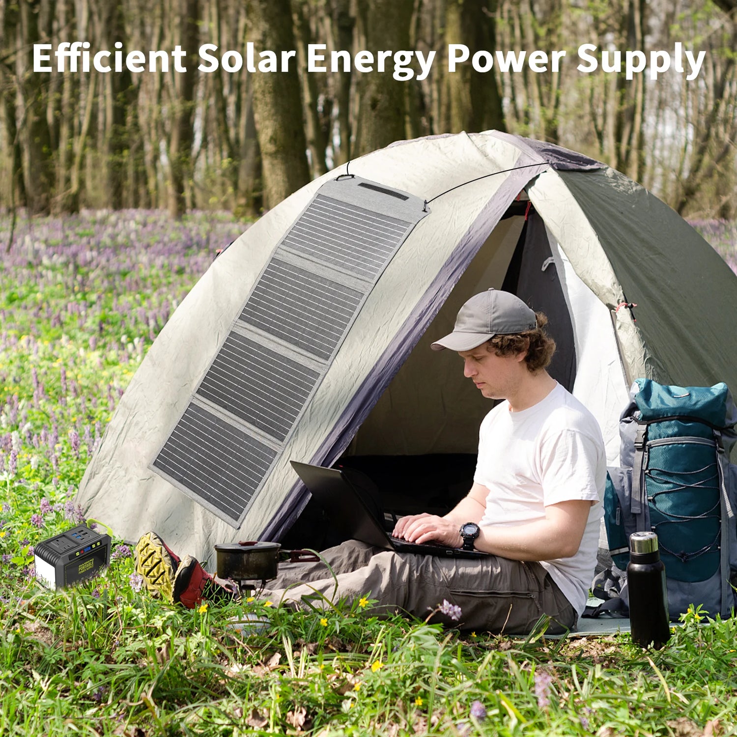 MHPOWOS 40W Portable Solar Panel Charger with Triple Output (USB-C/USB-A/DC), 23% High-Efficiency for Camping Phone Power Bank