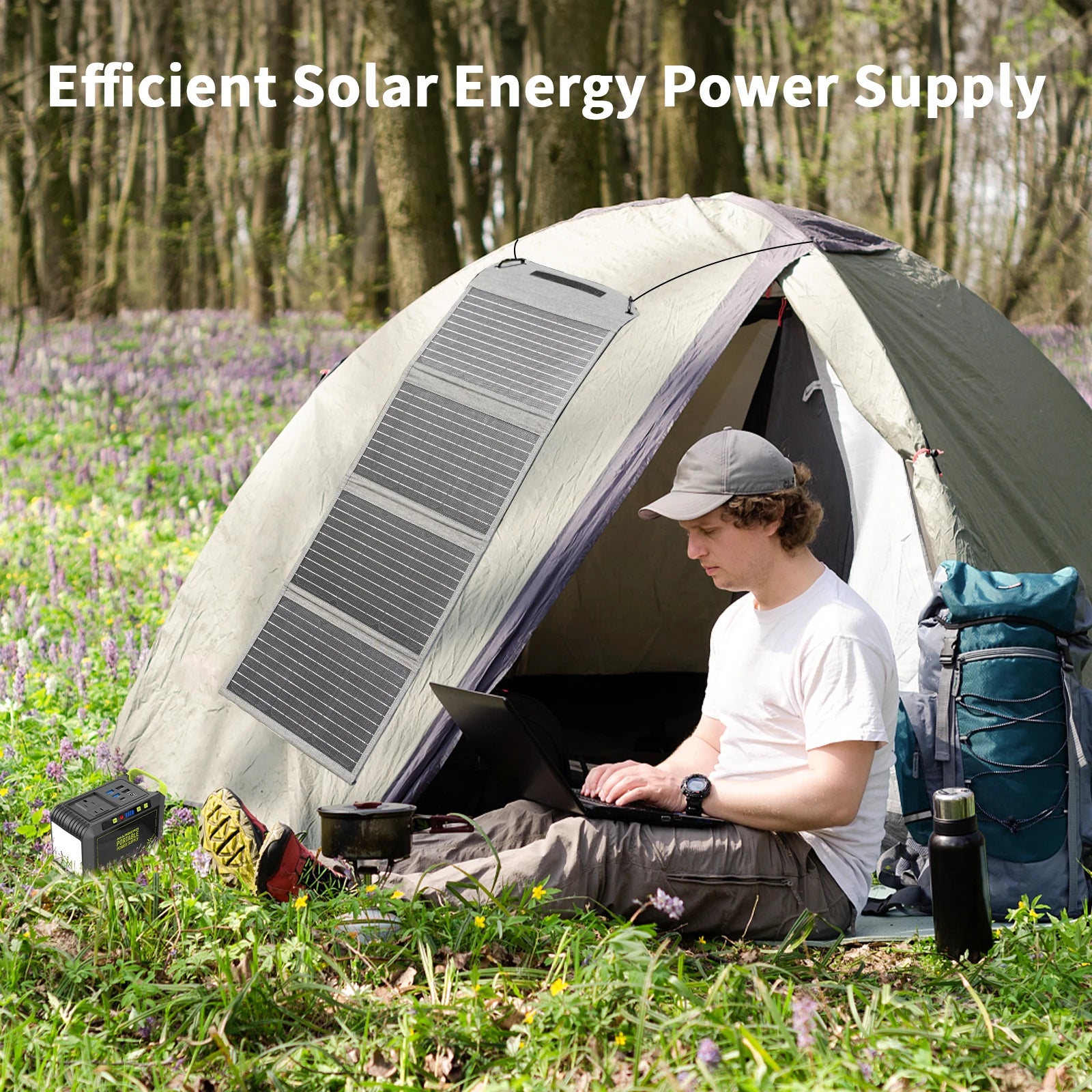 MHPOWOS 40W Portable Solar Panel Charger with Triple Output (USB-C/USB-A/DC), 23% High-Efficiency for Camping Phone Power Bank