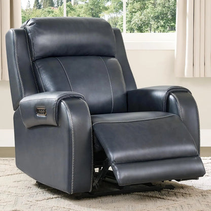 Genuine Leather Power Recliner Chair for Adults, Electric Wall Hugger Recliner with Adjustable Power Headrest &amp; USB/Type-C Ports