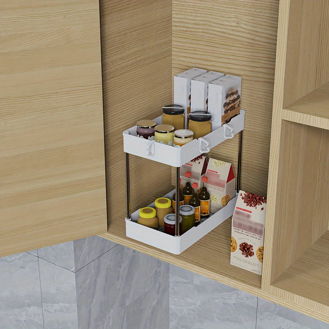 3pcs Under Bathroom Sink Organizers – Countertop Storage Racks for Cosmetics, Kitchen &amp; Bathroom Use, Large, Medium, Small Sizes