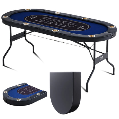 SucceBuy Foldable Poker Table with Padded Rails and Cup Holders