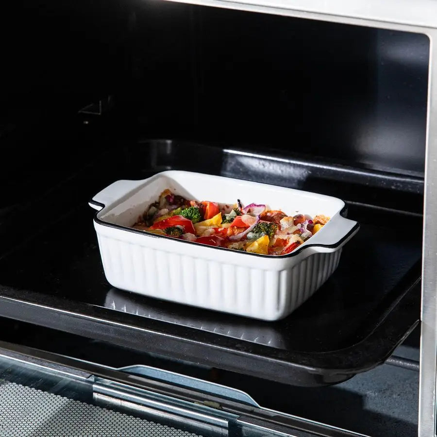 Dishes for Oven, 12Oz Ceramic Baking Dish with Handles, Rectangular Bakeware Set of 4, Deep Baking Dishes for Kitchen Lasagna, C