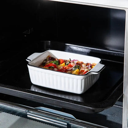 Dishes for Oven, 12Oz Ceramic Baking Dish with Handles, Rectangular Bakeware Set of 4, Deep Baking Dishes for Kitchen Lasagna, C