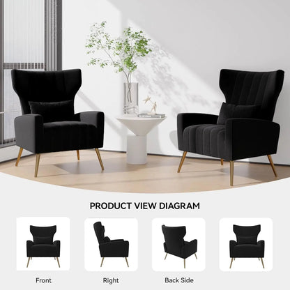 Fabric Upholstered Reading Comfy Mid Century Modern Armchair with Metal Legs and Spring Support, Accent Chair for Living Room