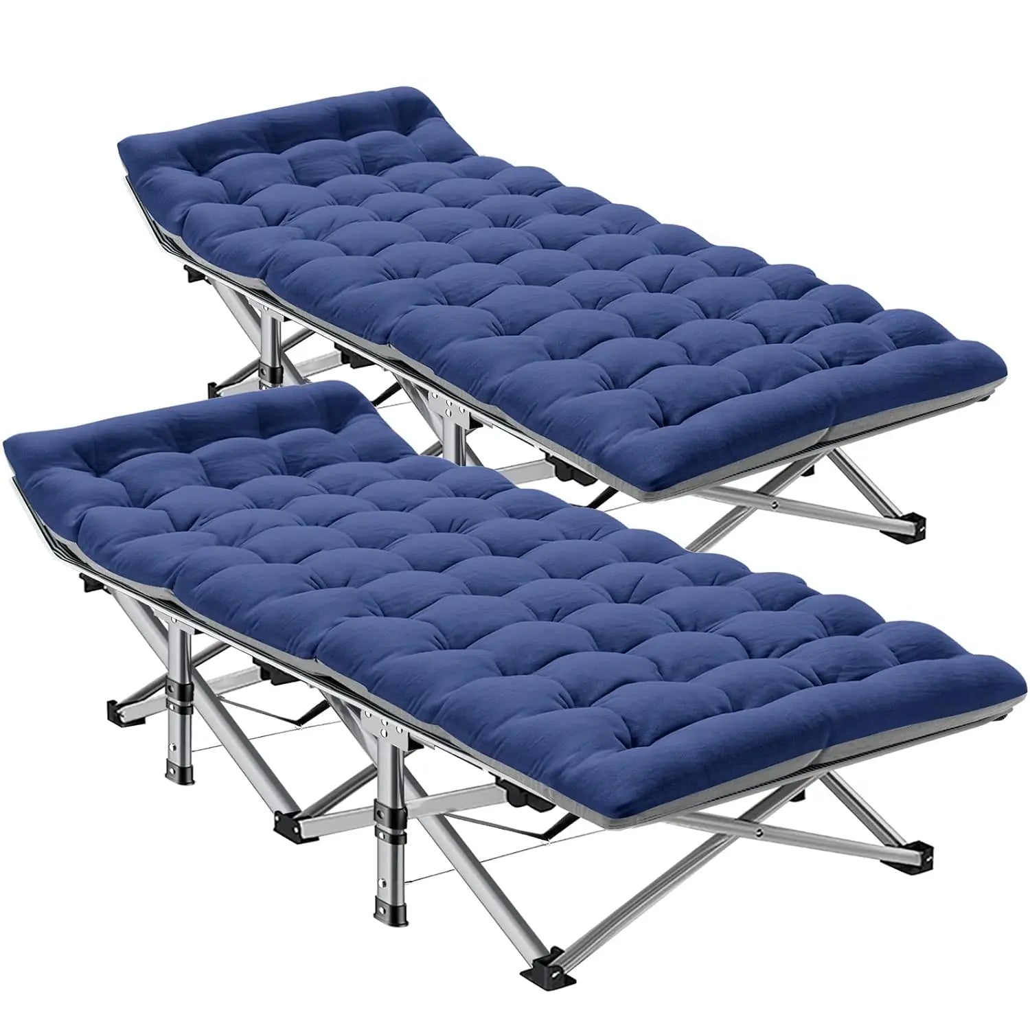 2PK XXL Camping Cot for Adults 900LBS - 78"×32" Oversized Folding Bed with Mattress Pad, Heavy Duty 1200D Oxford, Customized