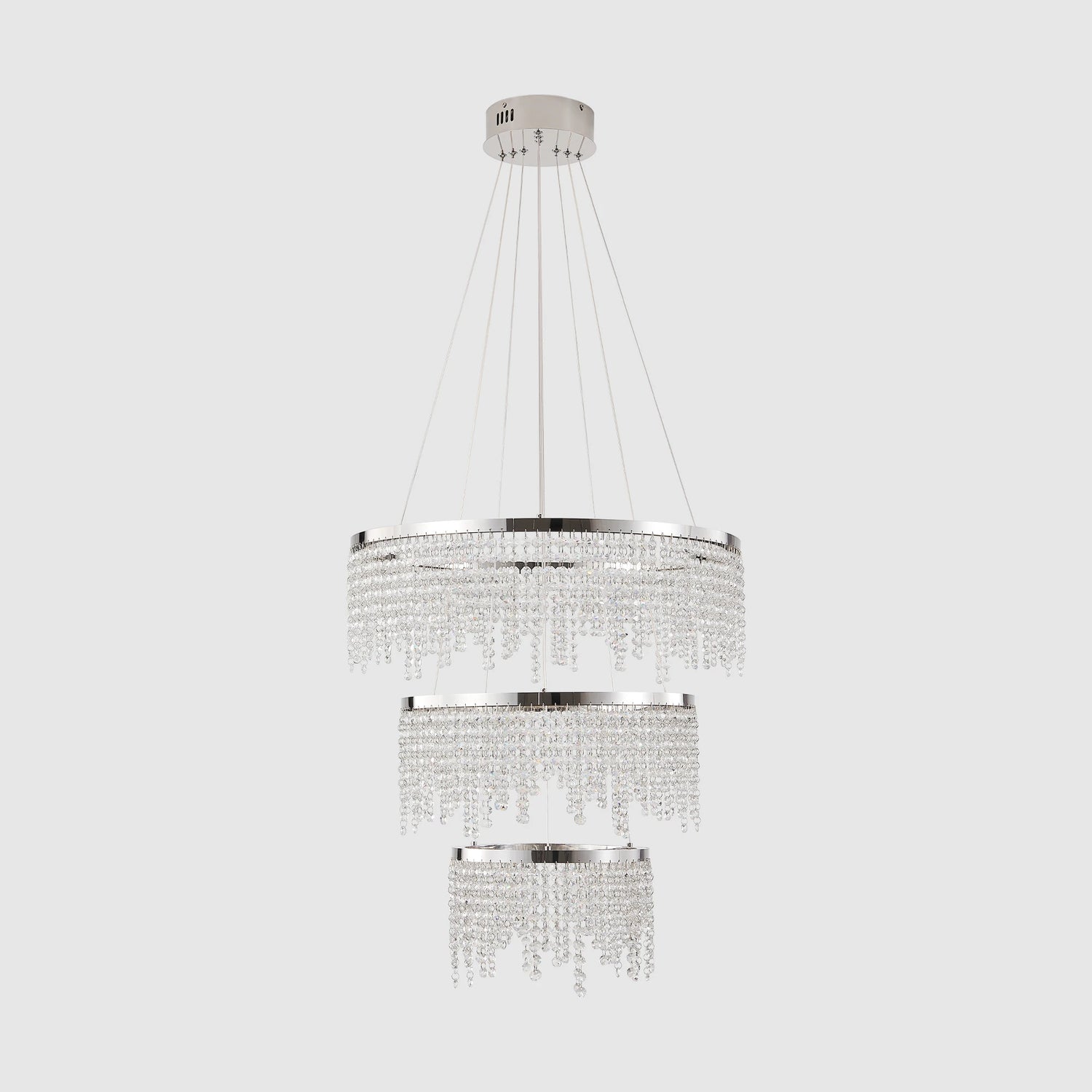 23.6-inch Crystal Chandelier, Dimmable Led Ceiling Lamp, Adjustable Color Temperature 3000K/4000K/6000K, Height Adjustable, Luxury Round Chandelier, Suitable for Living Room, Dining Room, Bedroom