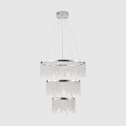 23.6-inch Crystal Chandelier, Dimmable Led Ceiling Lamp, Adjustable Color Temperature 3000K/4000K/6000K, Height Adjustable, Luxury Round Chandelier, Suitable for Living Room, Dining Room, Bedroom