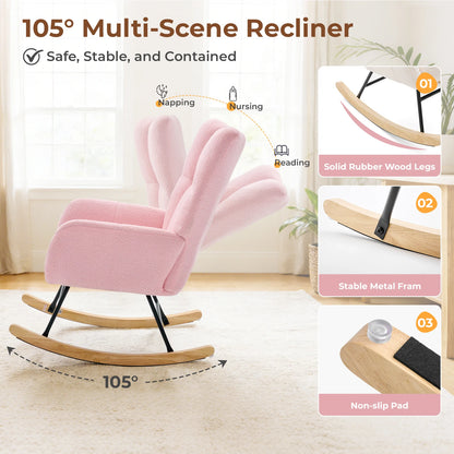 JHK Teddy Upholstered Saucer Rocking Chair with Metal Frame