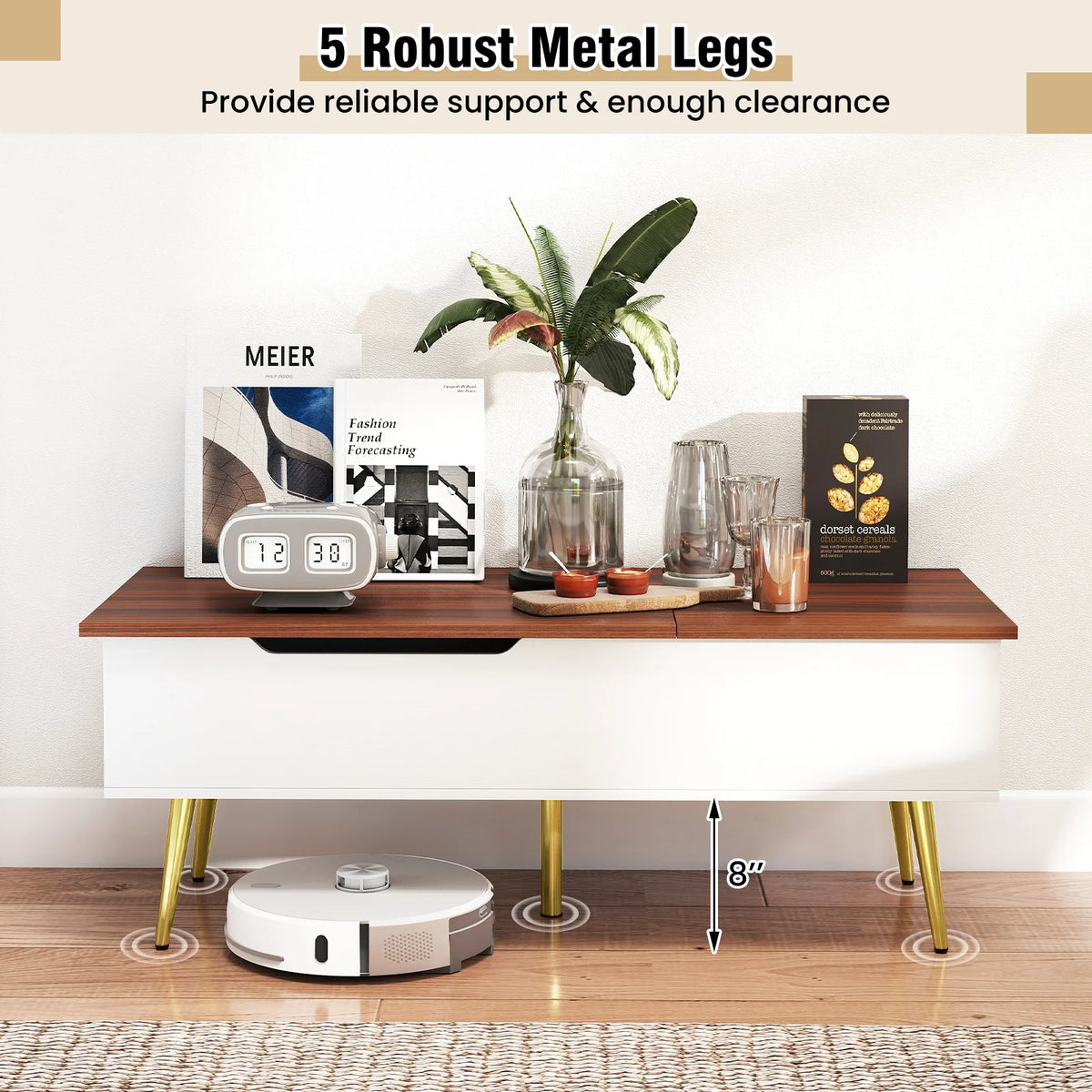 HOMASIS Lift Top Coffee Table With Split Top Hidden Storage