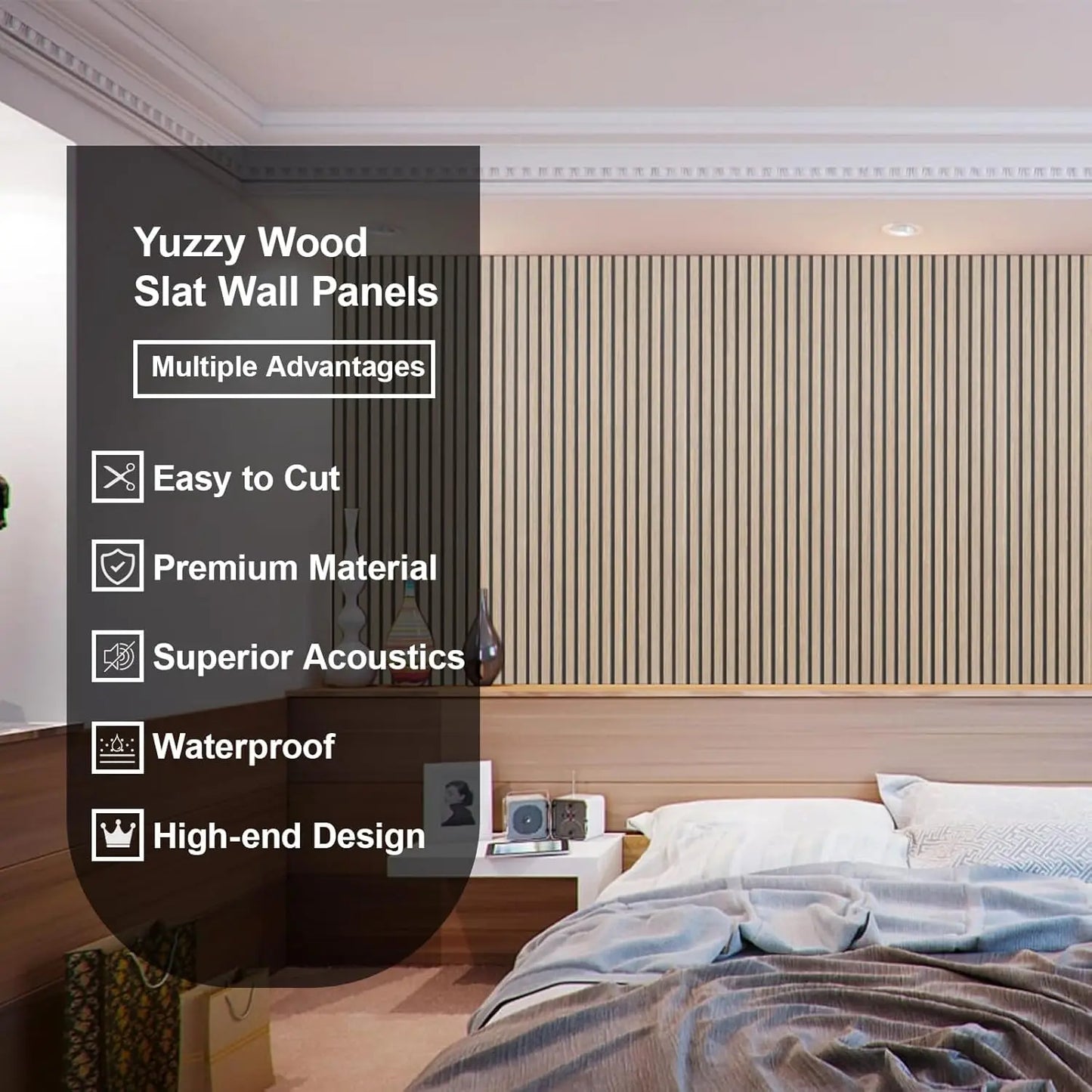 XMSJ Wood Slat Acoustic Panels 4 Pack Wall Ceiling