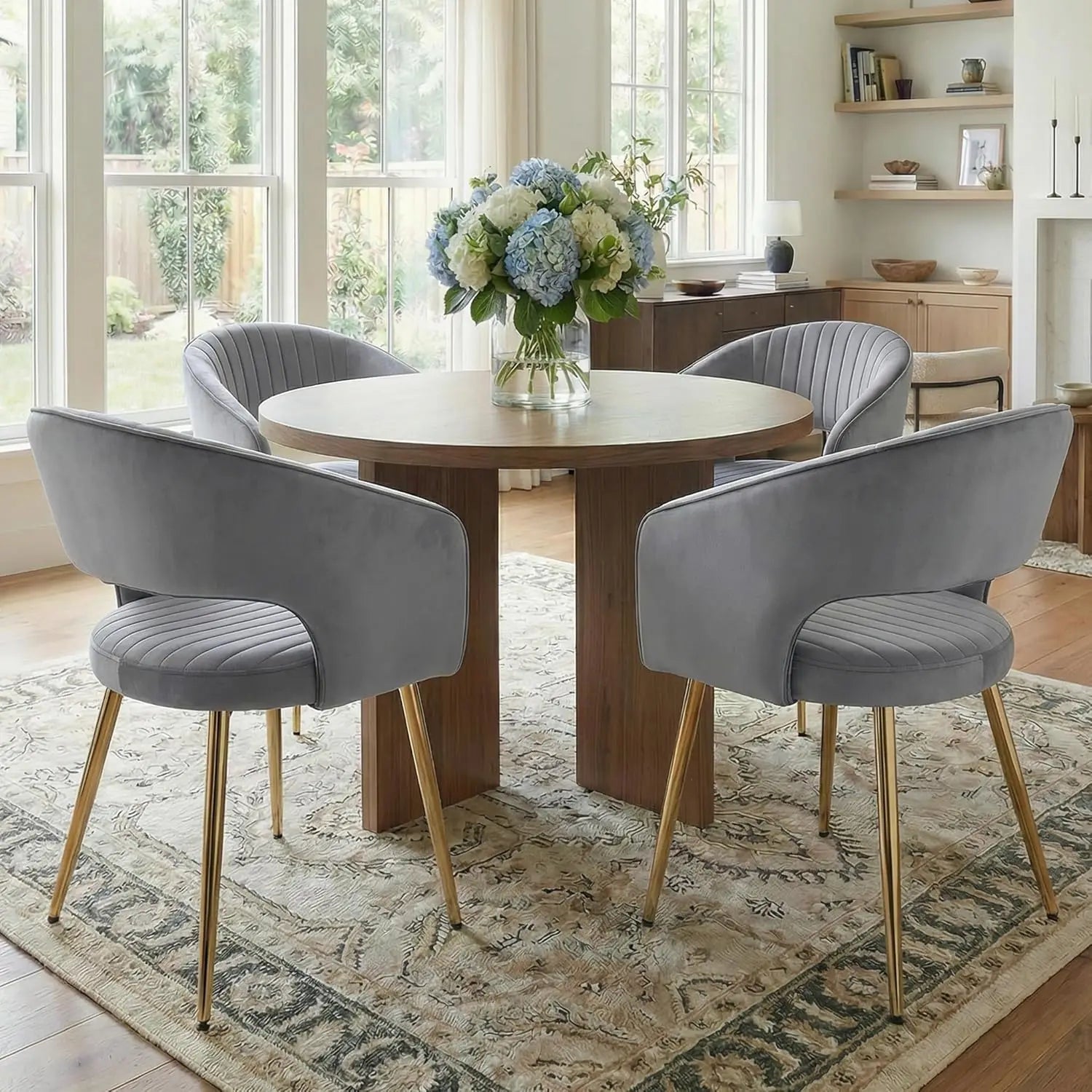 Faux Leather Dining Chairs Gold Legs, Modern Cream PU Leather Dining Room Chairs with Arms Set of 4 Upholstered, Customized