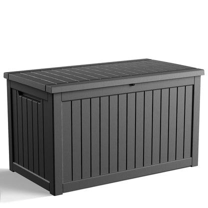320 Gallon Waterproof Outdoor Storage Box, UV Resistant Resin Deck Box with Hydraulic Rod for Reinforced Stability, Perfect=