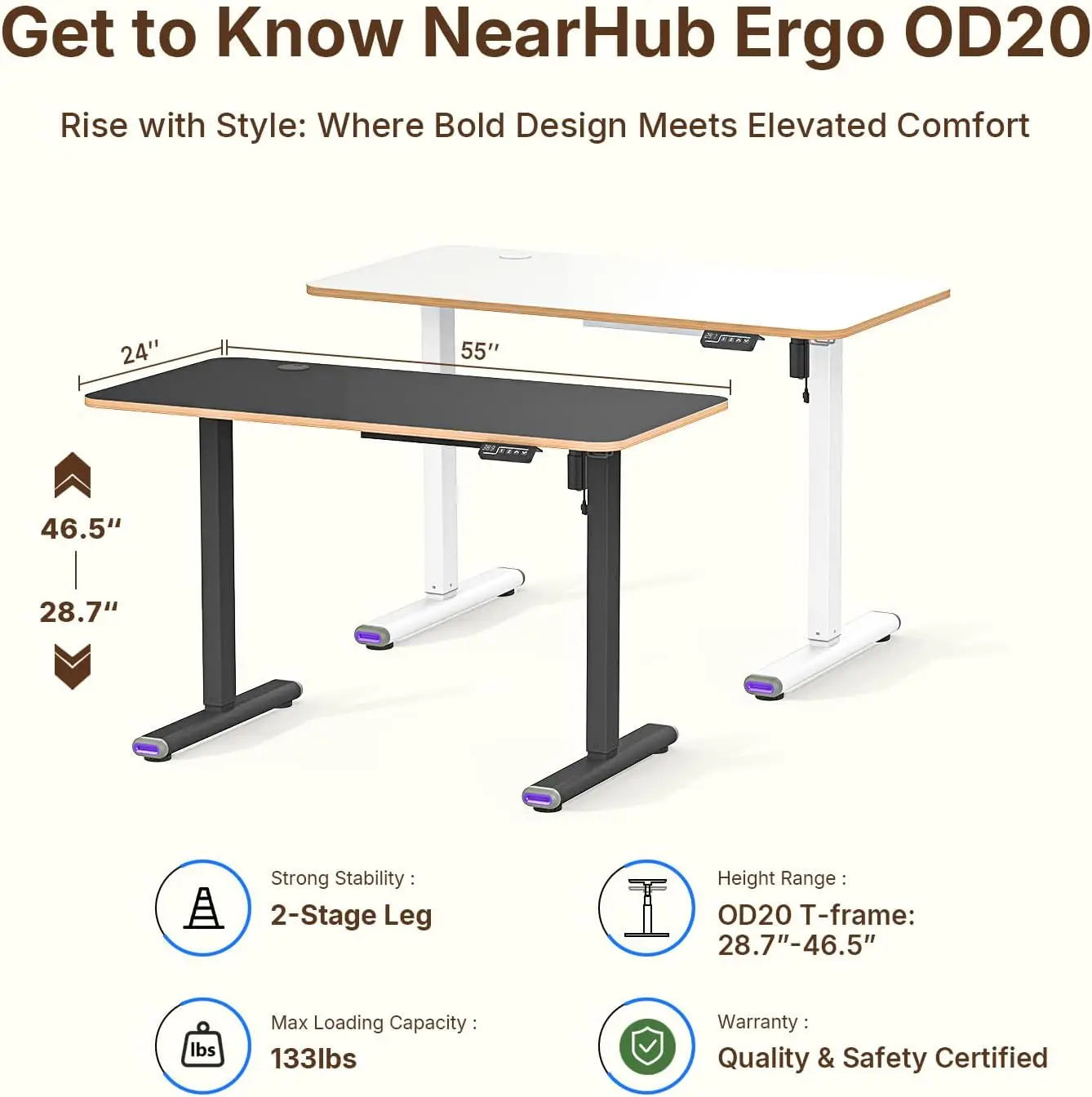 NearHub Electric Height Adjustable Ergonomic Desk Sit Stand Table