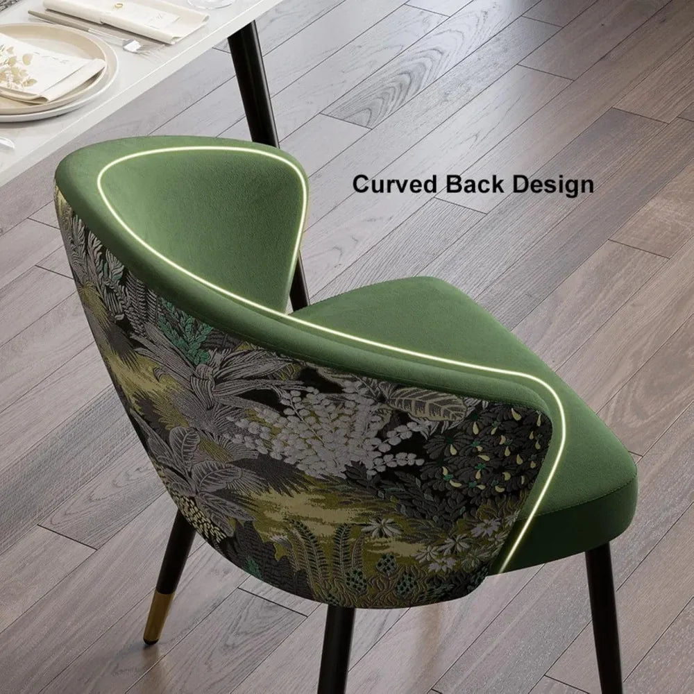 Upholstered Velvet Dining Chair, Comfy Dining Room Chairs with Thick Cushions, Modern Kitchen Side Chairs (Green, 1-Piece