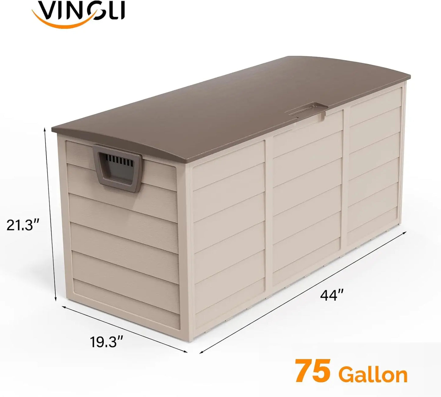 75 Gallon Outdoor Storage Box, Lockable Plastic Storage Containers with Lid, Patio Deck Box Furniture for Garden, Pool, Balcony,