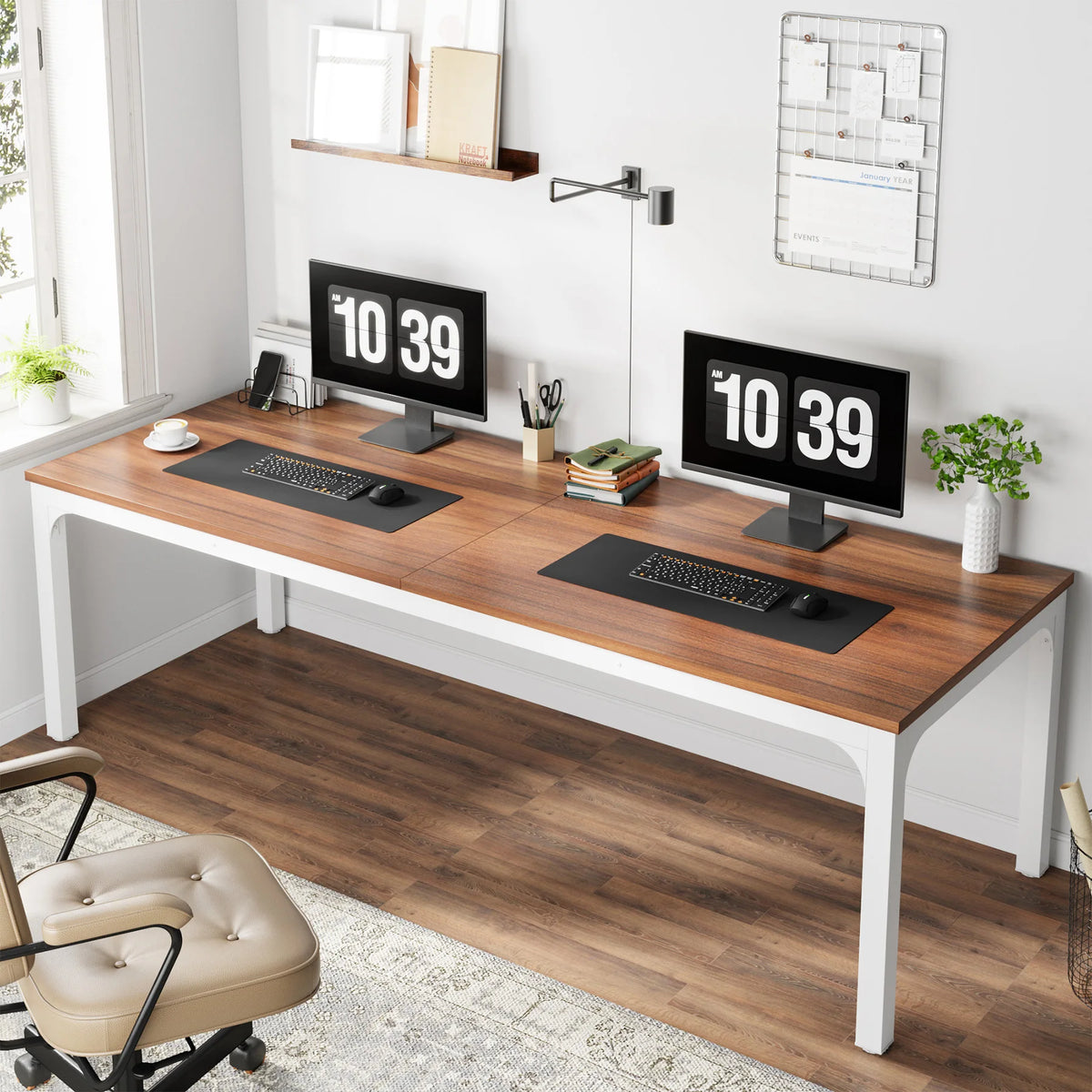 Tribesigns Double Computer Desk for Two Person Home Office Workstation