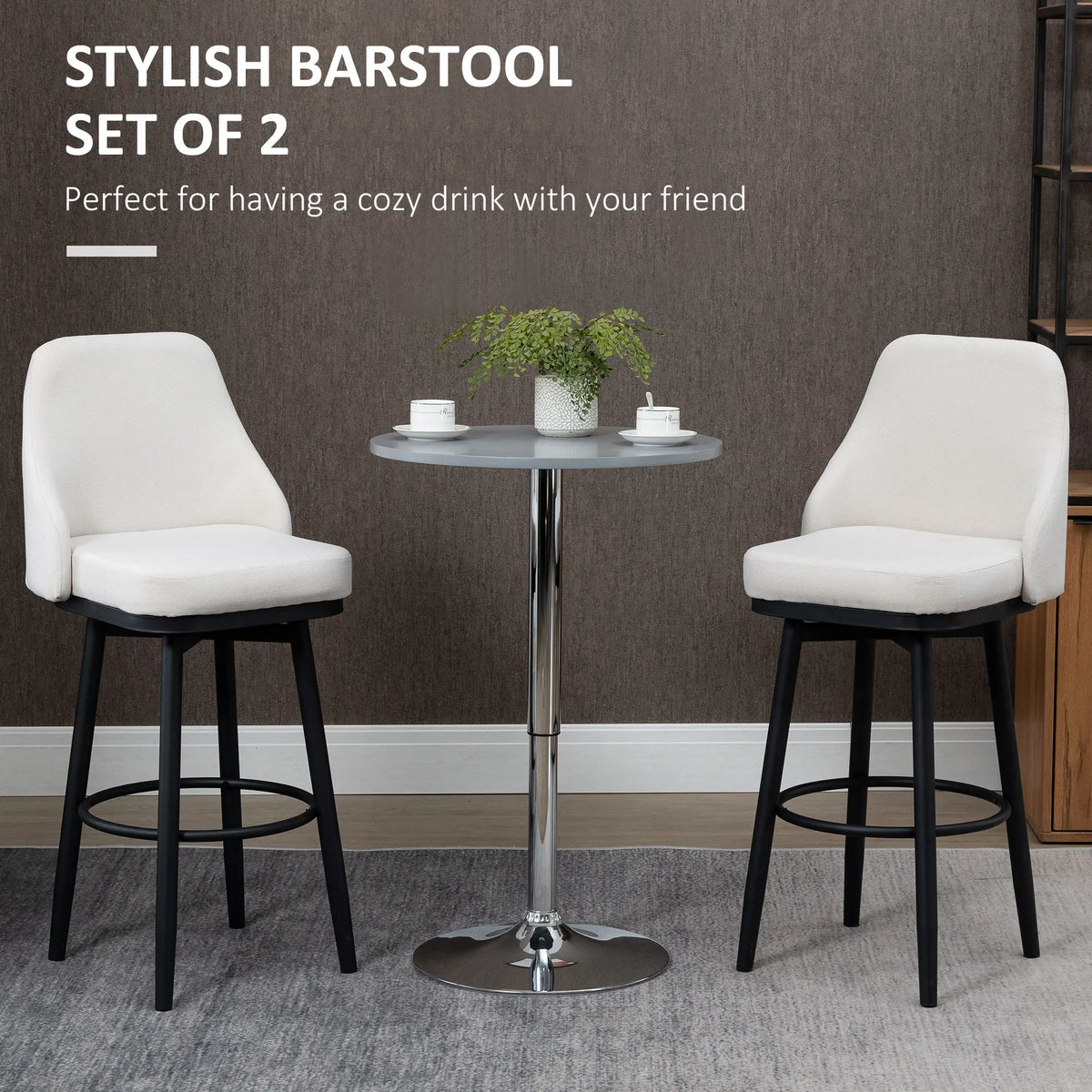 HOMCOM Modern Swivel Barstools With Steel Legs for Kitchen Furniture