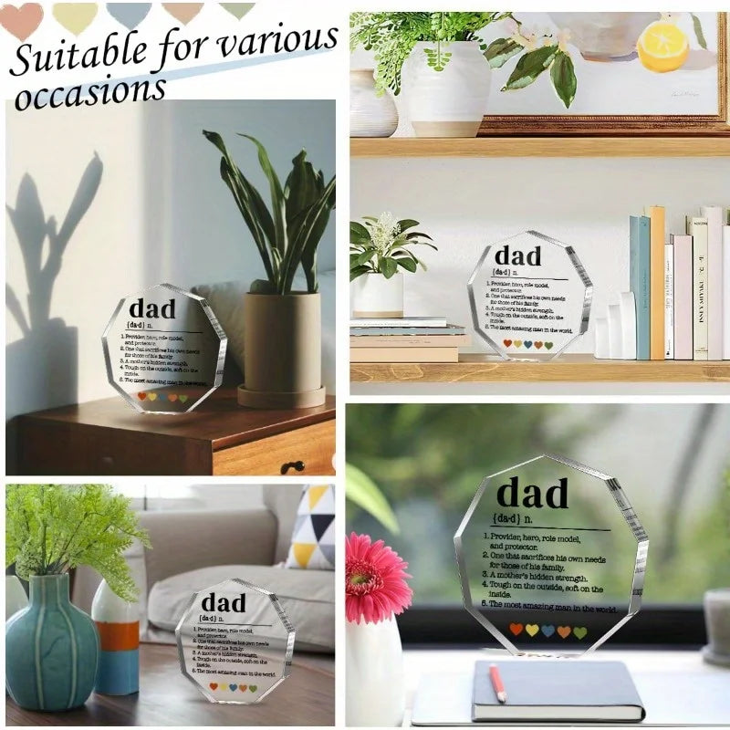 Father’s Acrylic Decorative Sign:"Dad Definition"Gift – Thank You/Birthday/Christmas (for Dad/Stepdad/Bonus Dad,from Kids/Wife).