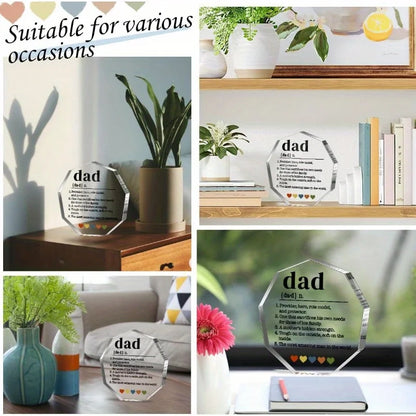 Father’s Acrylic Decorative Sign:"Dad Definition"Gift – Thank You/Birthday/Christmas (for Dad/Stepdad/Bonus Dad,from Kids/Wife).