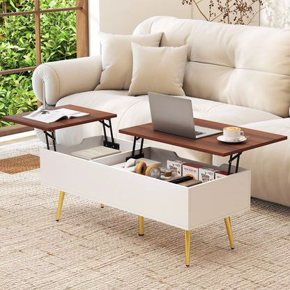 HOMASIS Lift Top Coffee Table With Split Top Hidden Storage