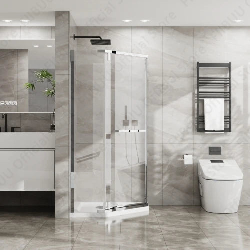 FIIBUU FramelessShowerDoor Neo Angle Shower Door TemperedGlass Enclosure System Premium