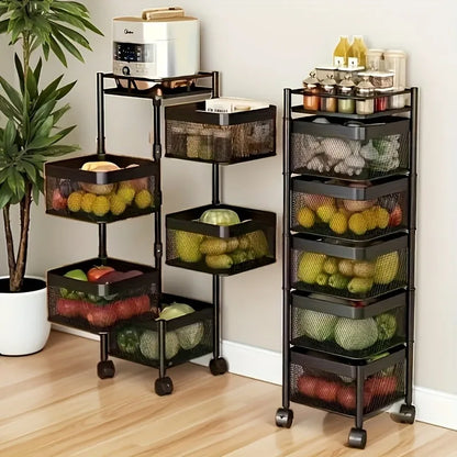 Rotating Kitchen Storage Rack 5 Tier Fruit And Vegetable Organizer